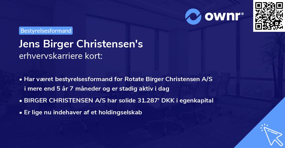 Jens Birger Christensen's erhvervskarriere kort