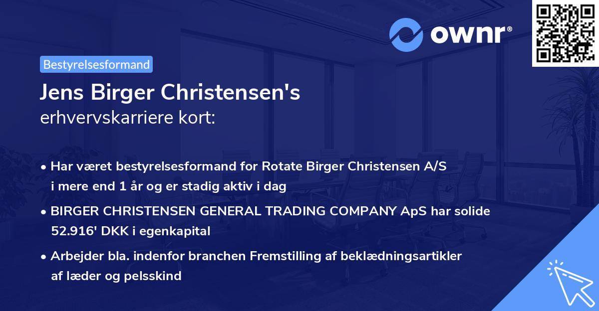 Jens Birger Christensen's erhvervskarriere kort