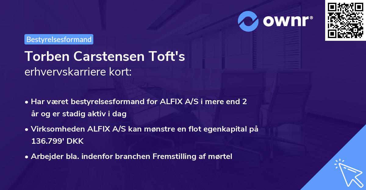 Torben Carstensen Toft's erhvervskarriere kort