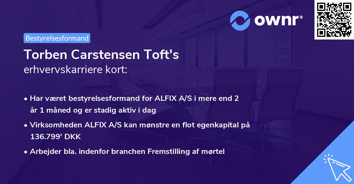 Torben Carstensen Toft's erhvervskarriere kort