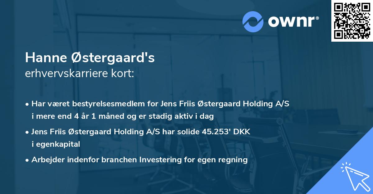 Hanne Østergaard's erhvervskarriere kort