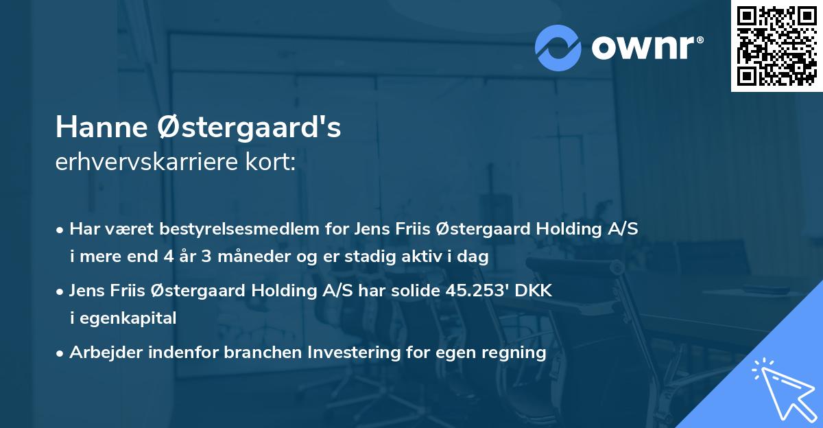 Hanne Østergaard's erhvervskarriere kort