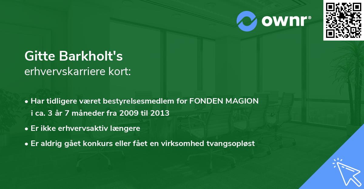 Gitte Barkholt's erhvervskarriere kort