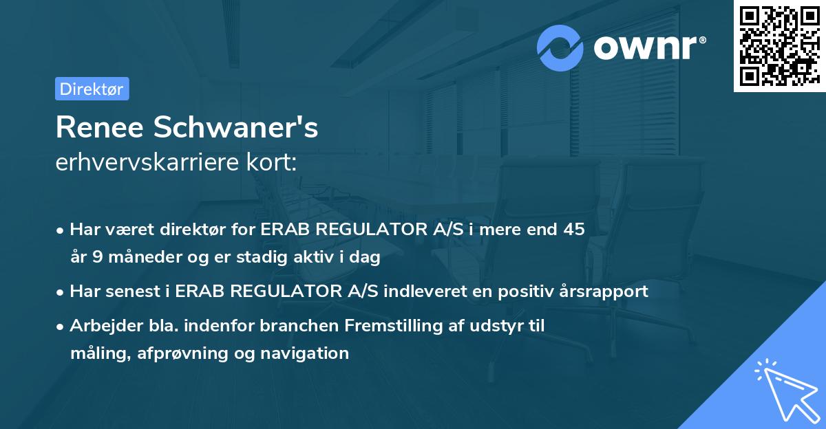 Renee Schwaner's erhvervskarriere kort