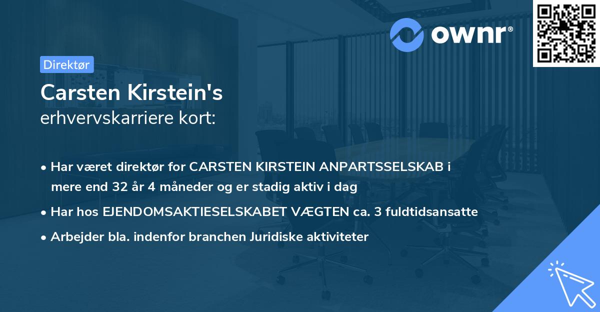 Carsten Kirstein's erhvervskarriere kort