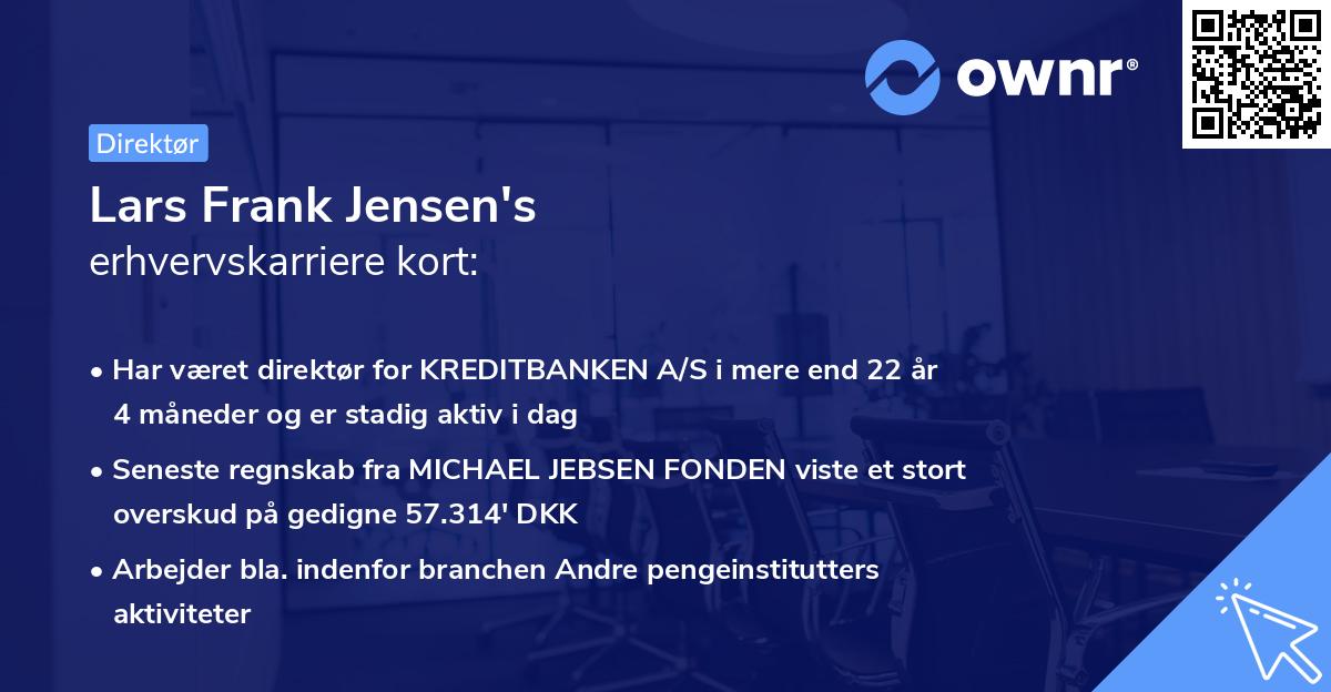 Lars Frank Jensen's erhvervskarriere kort