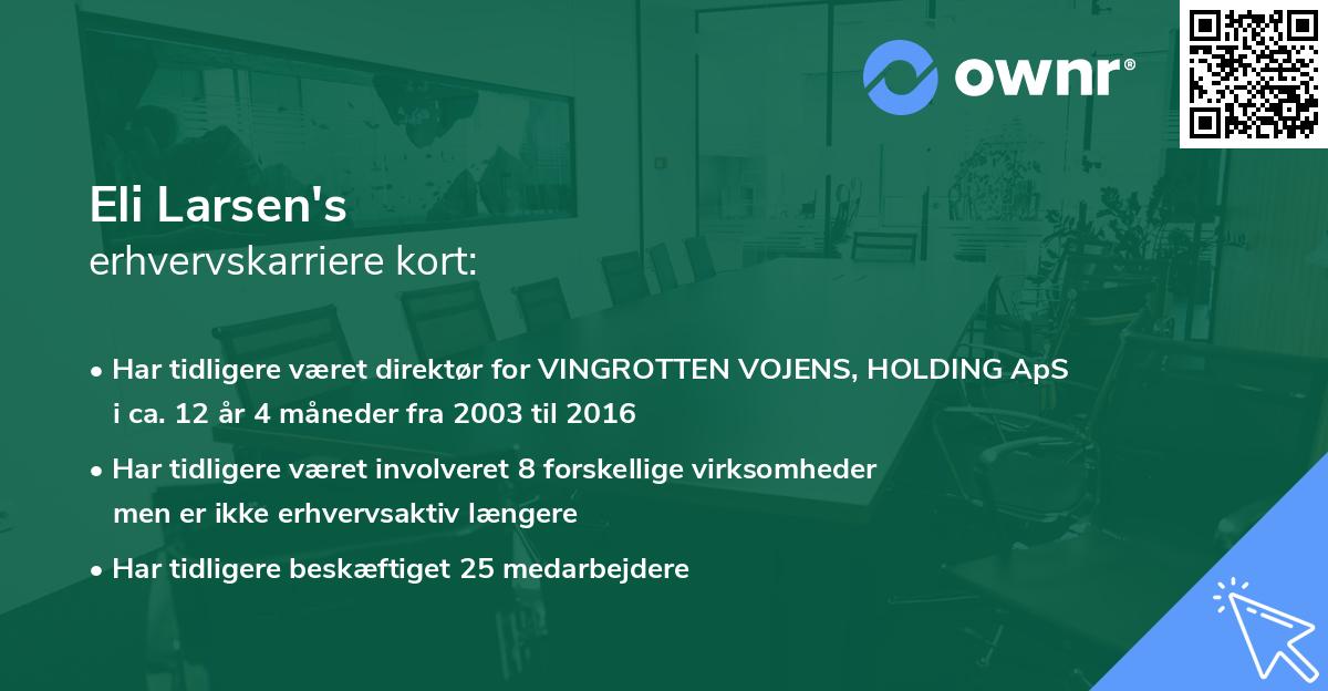 Eli Larsen's erhvervskarriere kort