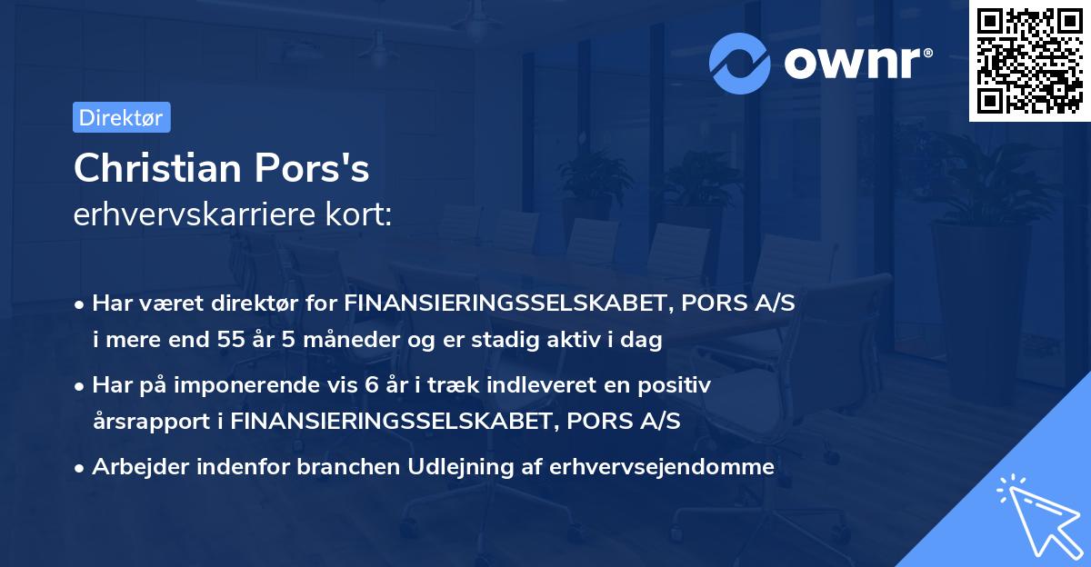 Christian Pors's erhvervskarriere kort