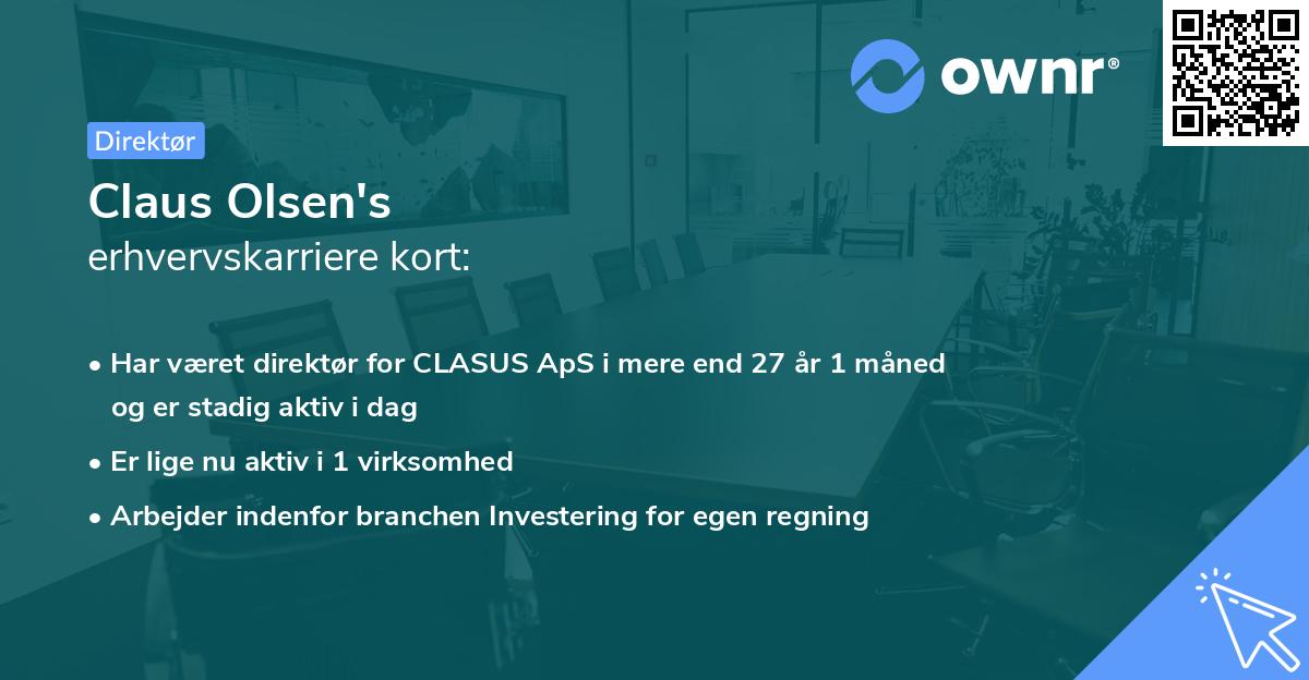Claus Olsen's erhvervskarriere kort