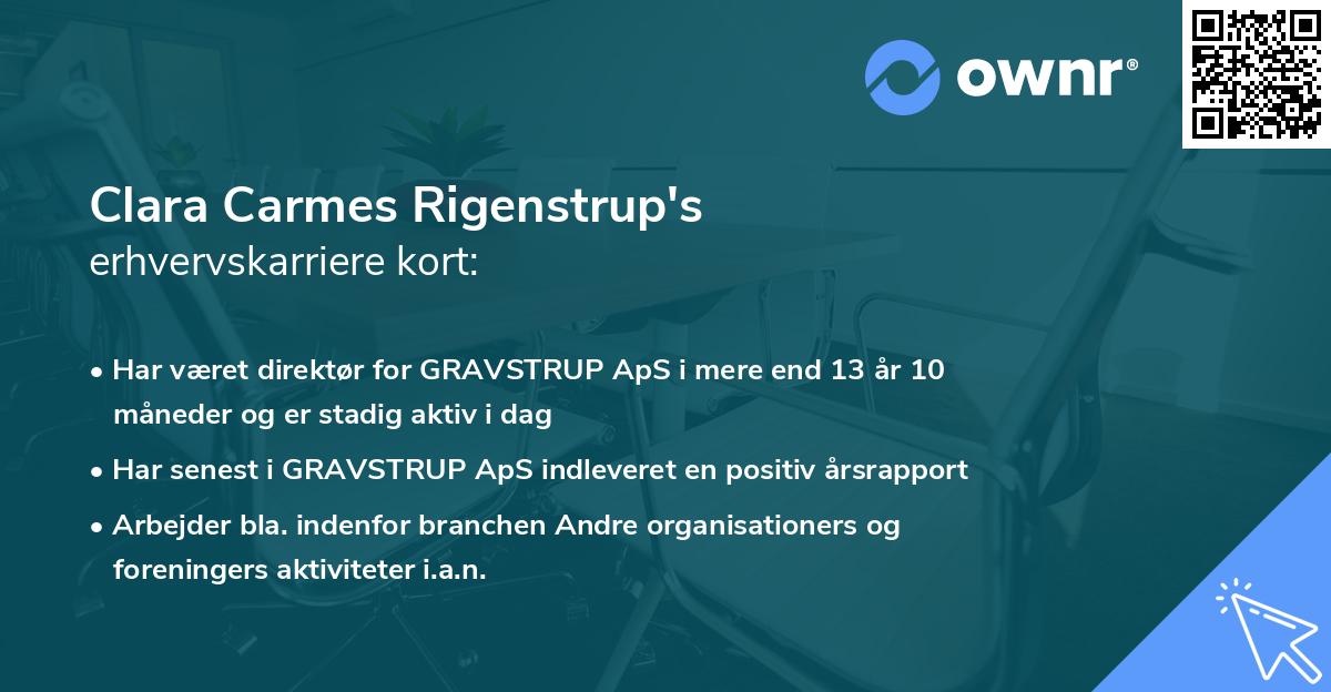 Clara Carmes Rigenstrup's erhvervskarriere kort