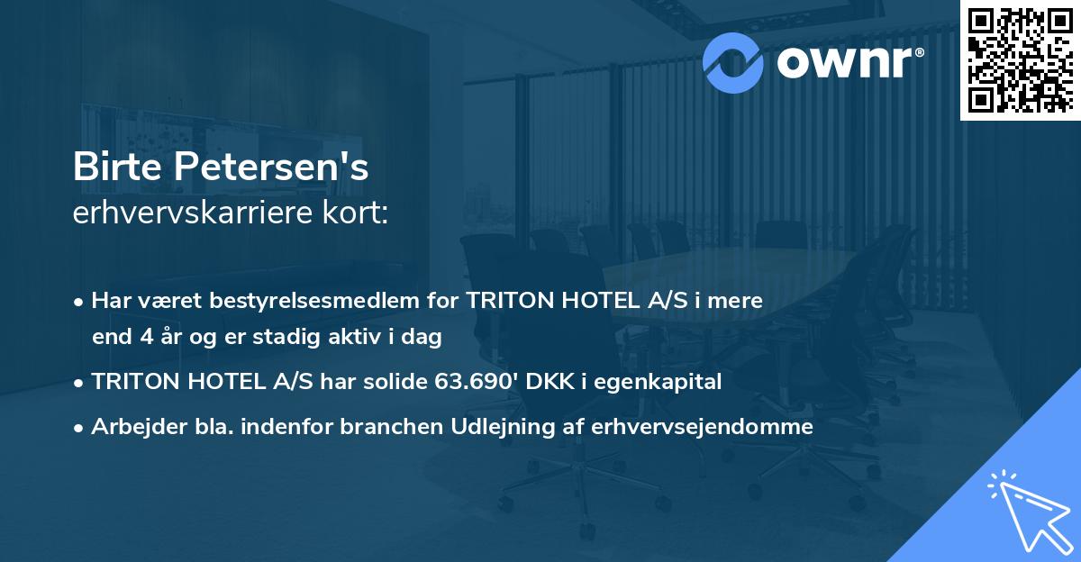 Birte Petersen's erhvervskarriere kort