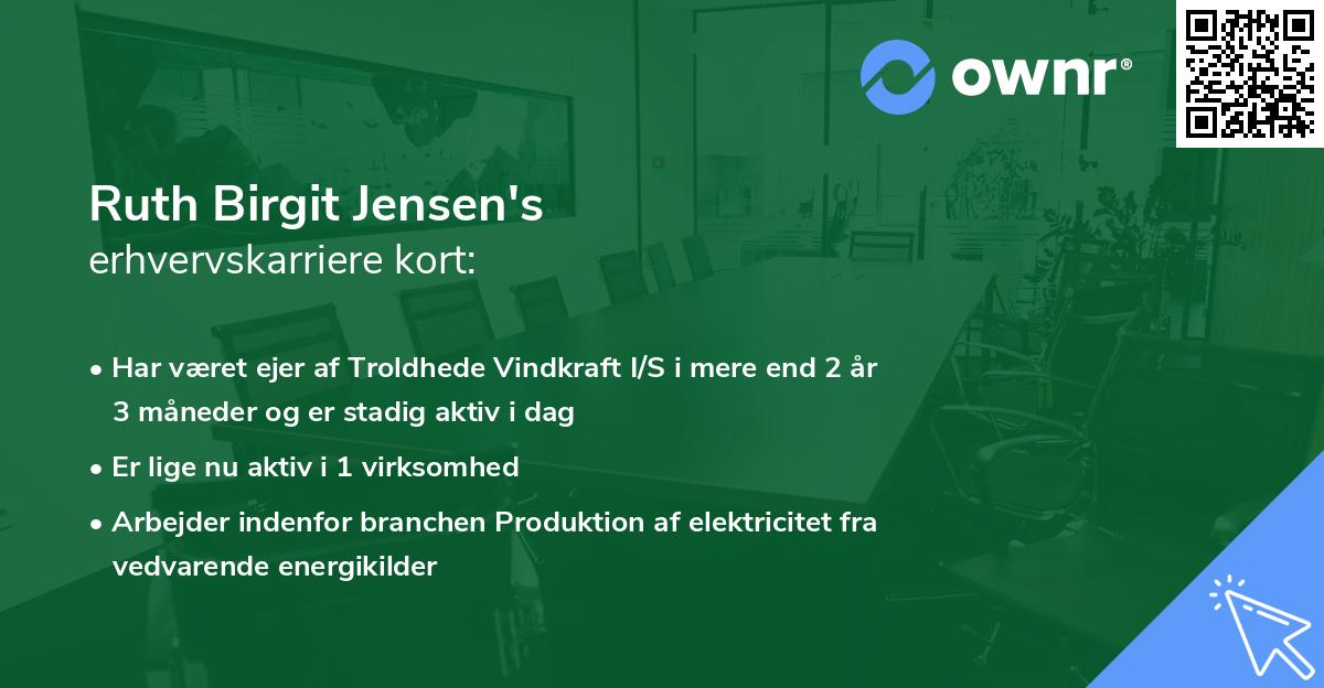 Ruth Birgit Jensen's erhvervskarriere kort