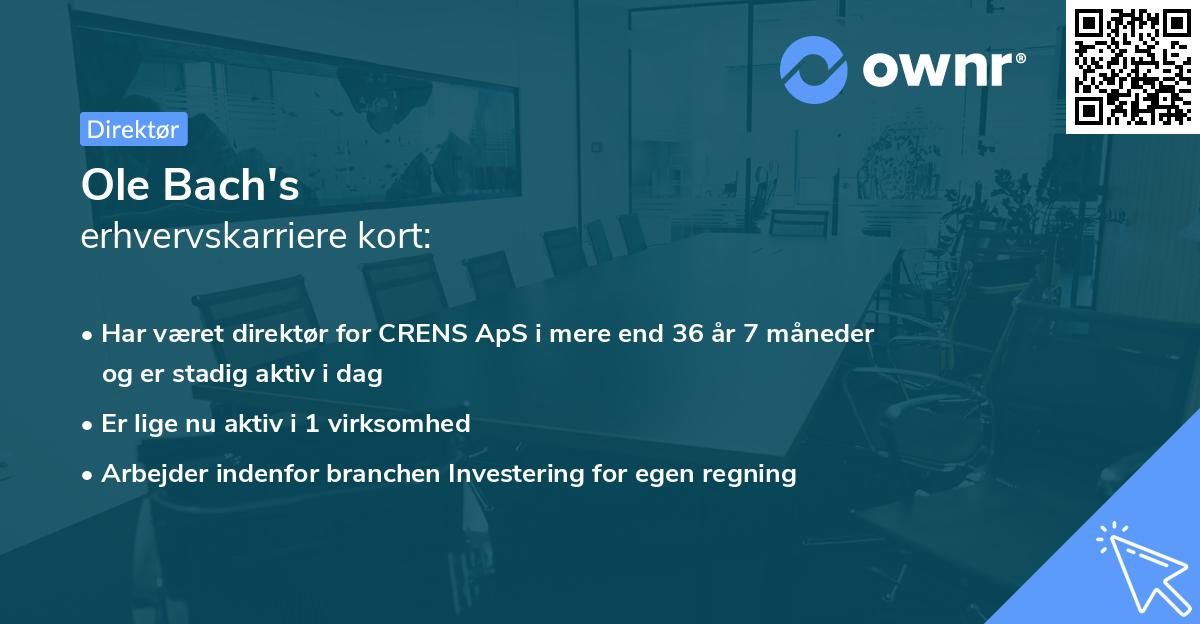 Ole Bach's erhvervskarriere kort