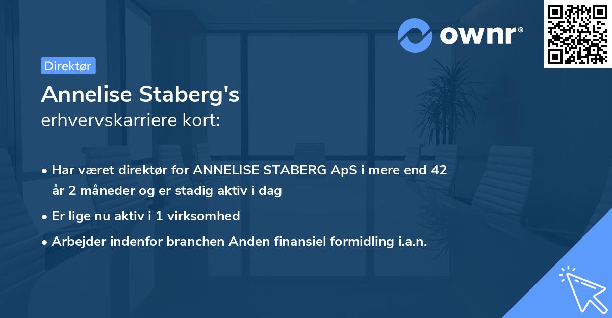 Annelise Staberg's erhvervskarriere kort