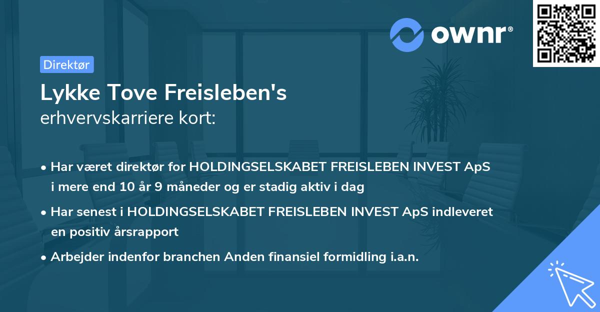 Lykke Tove Freisleben's erhvervskarriere kort