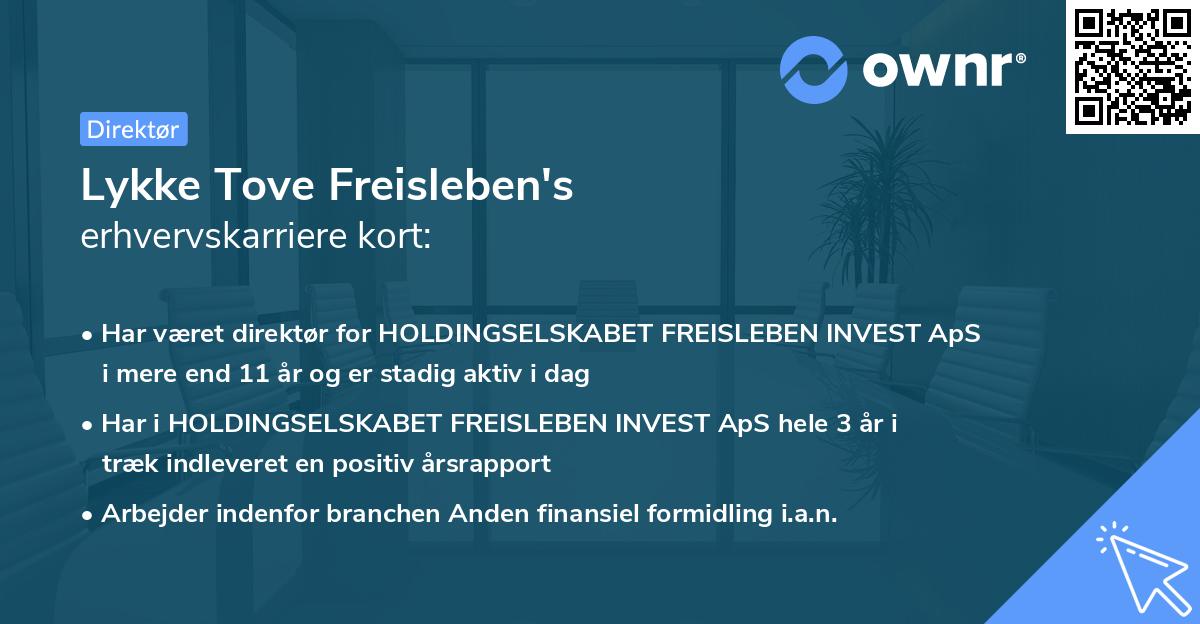 Lykke Tove Freisleben's erhvervskarriere kort