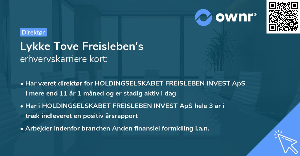Lykke Tove Freisleben's erhvervskarriere kort