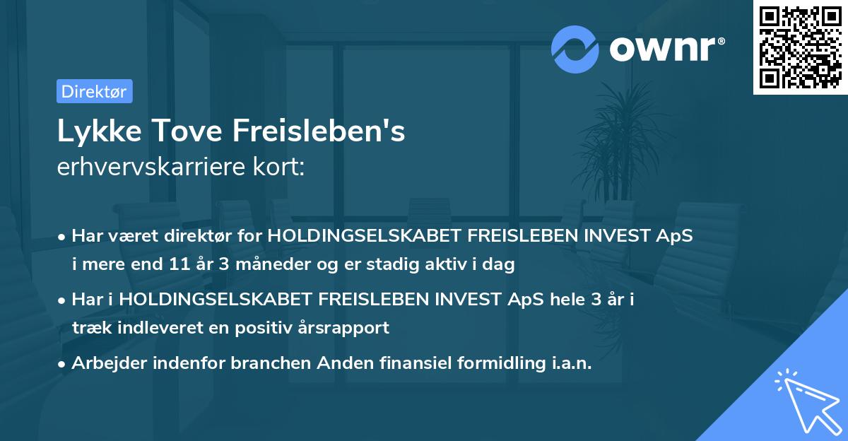 Lykke Tove Freisleben's erhvervskarriere kort