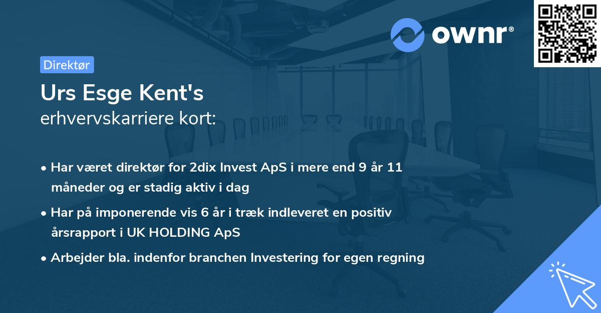Urs Esge Kent's erhvervskarriere kort