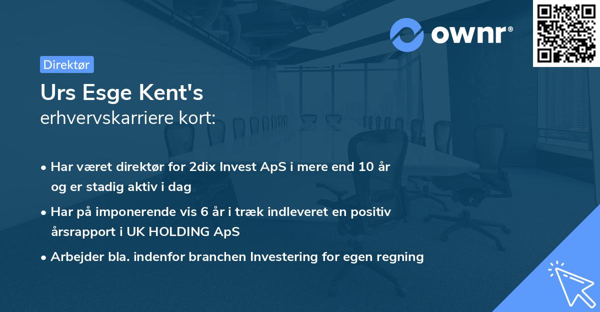 Urs Esge Kent's erhvervskarriere kort