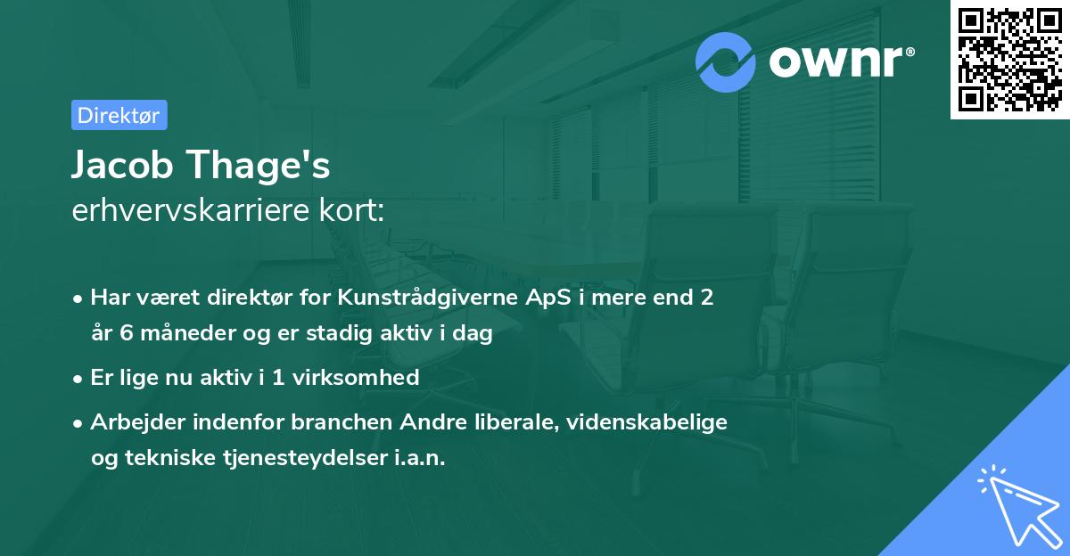 Jacob Thage's erhvervskarriere kort