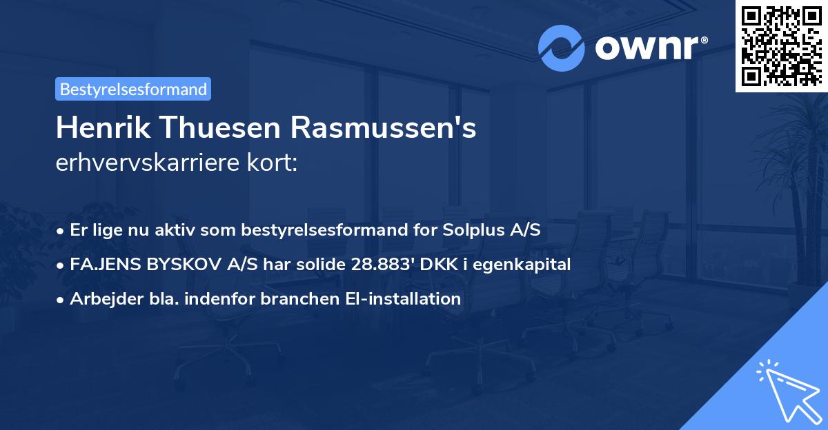 Henrik Thuesen Rasmussen's erhvervskarriere kort