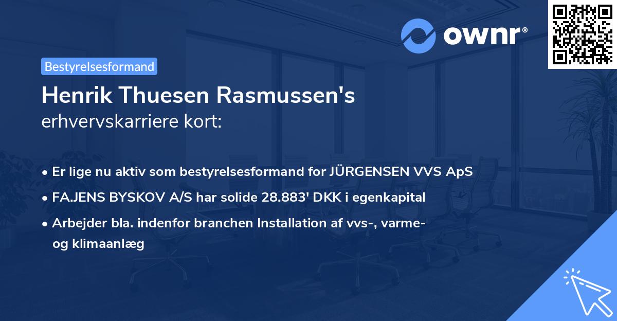 Henrik Thuesen Rasmussen's erhvervskarriere kort