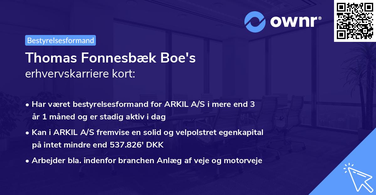 Thomas Fonnesbæk Boe's erhvervskarriere kort