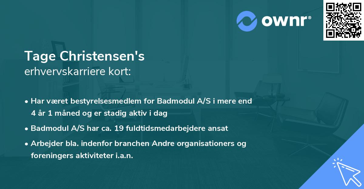 Tage Christensen's erhvervskarriere kort
