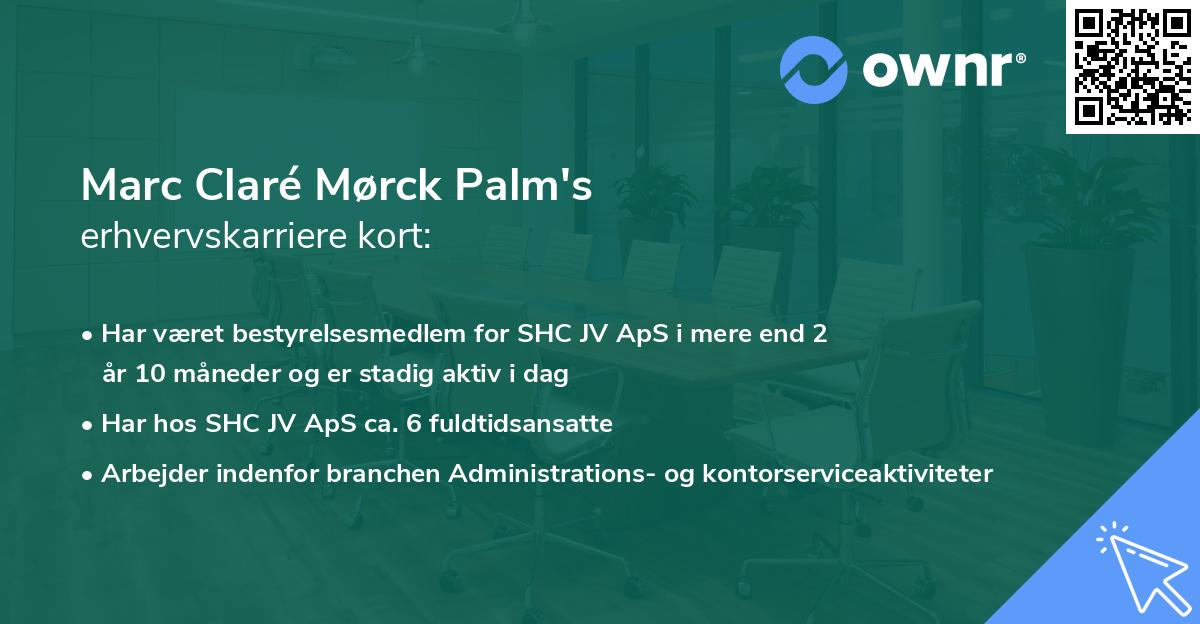 Marc Claré Mørck Palm's erhvervskarriere kort