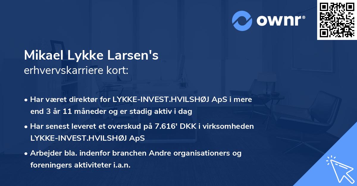 Mikael Lykke Larsen's erhvervskarriere kort