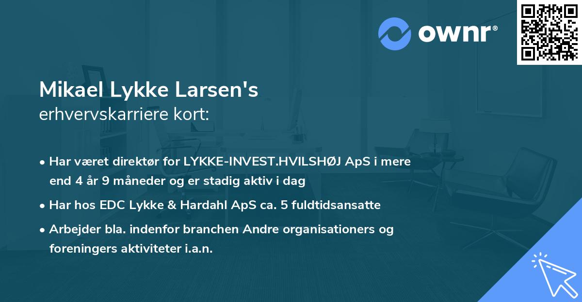 Mikael Lykke Larsen's erhvervskarriere kort