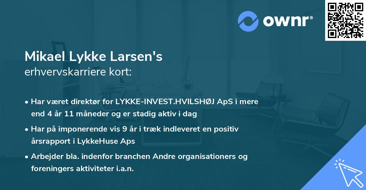Mikael Lykke Larsen's erhvervskarriere kort