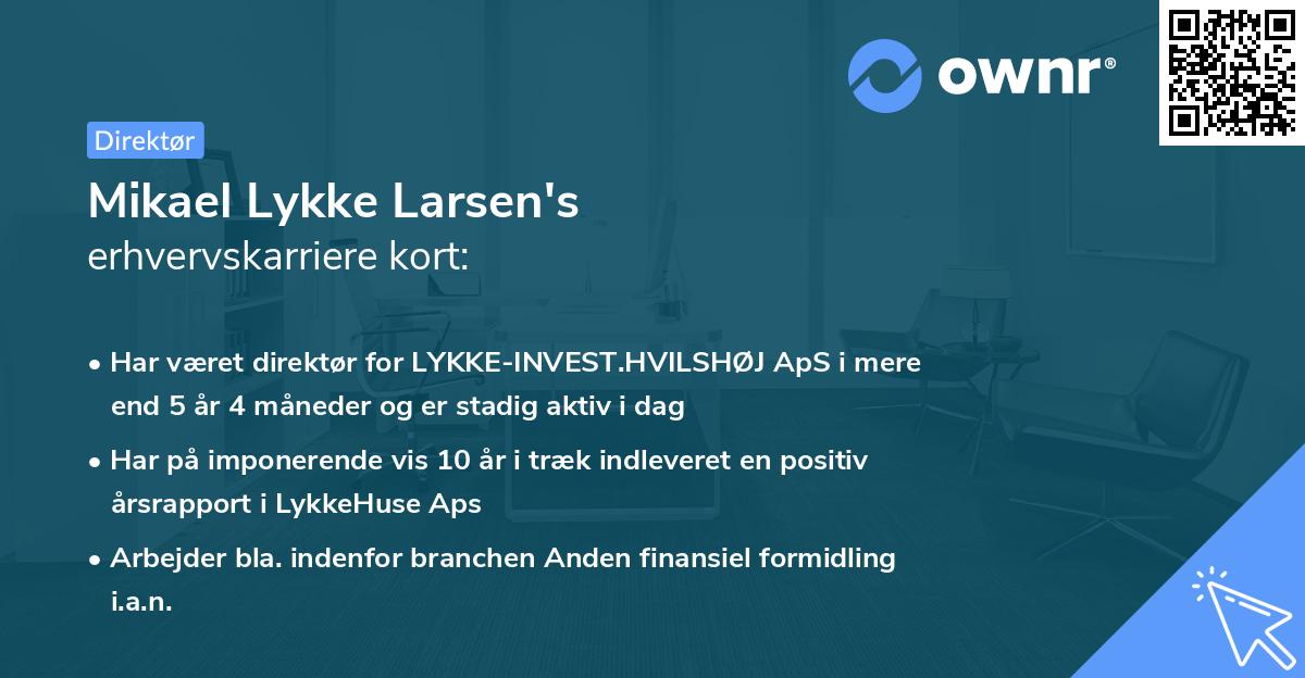 Mikael Lykke Larsen's erhvervskarriere kort