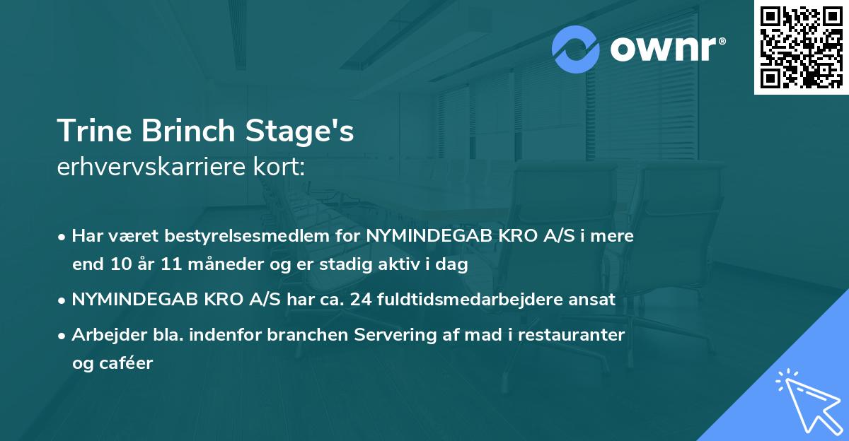 Trine Brinch Stage's erhvervskarriere kort