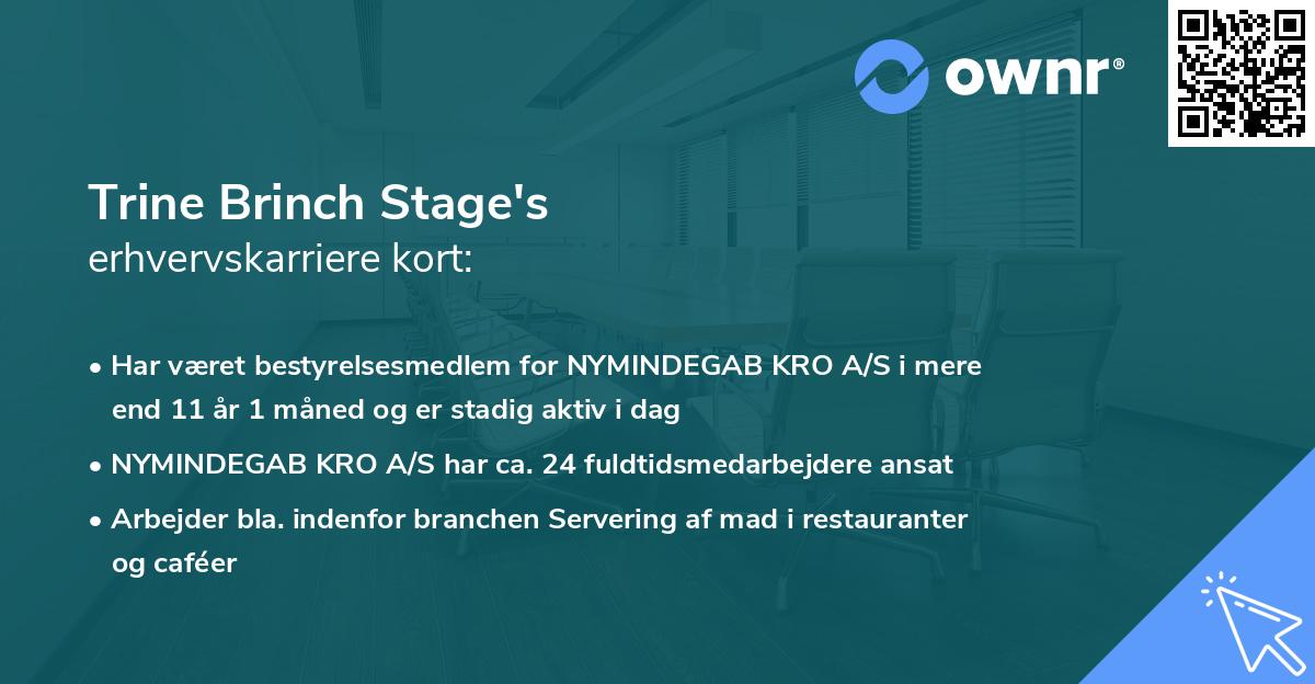 Trine Brinch Stage's erhvervskarriere kort