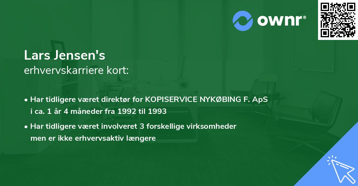Lars Jensen's erhvervskarriere kort
