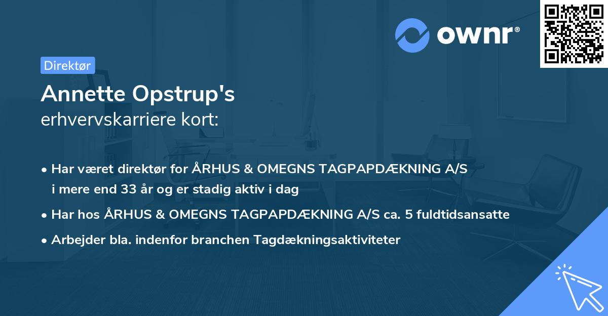 Annette Opstrup's erhvervskarriere kort