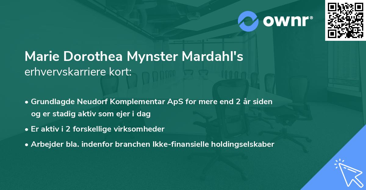 Marie Dorothea Mynster Mardahl's erhvervskarriere kort