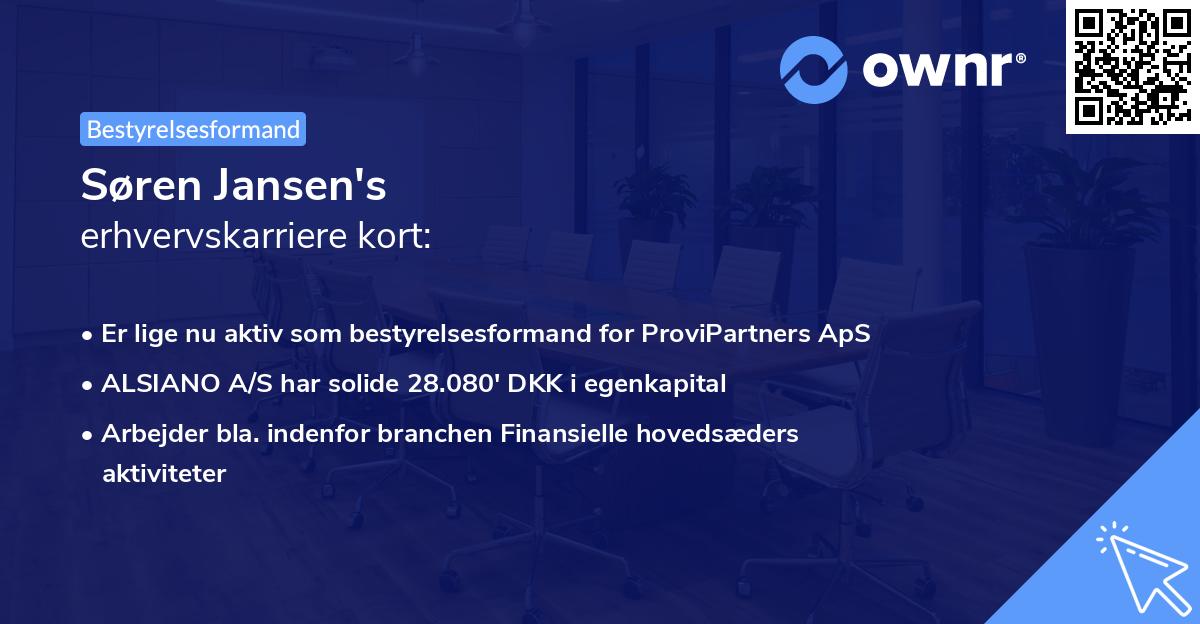 Søren Jansen's erhvervskarriere kort