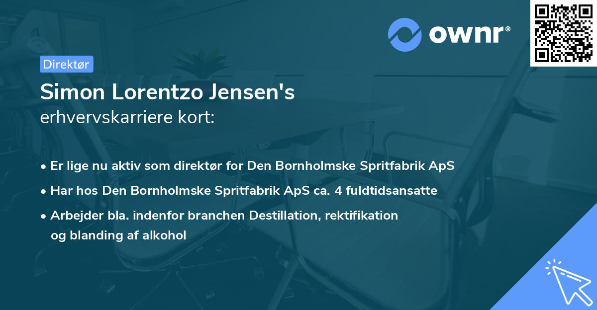 Simon Lorentzo Jensen's erhvervskarriere kort