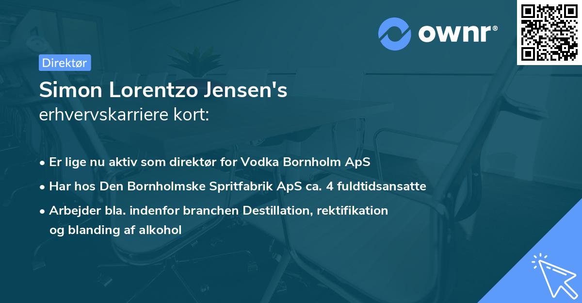 Simon Lorentzo Jensen's erhvervskarriere kort