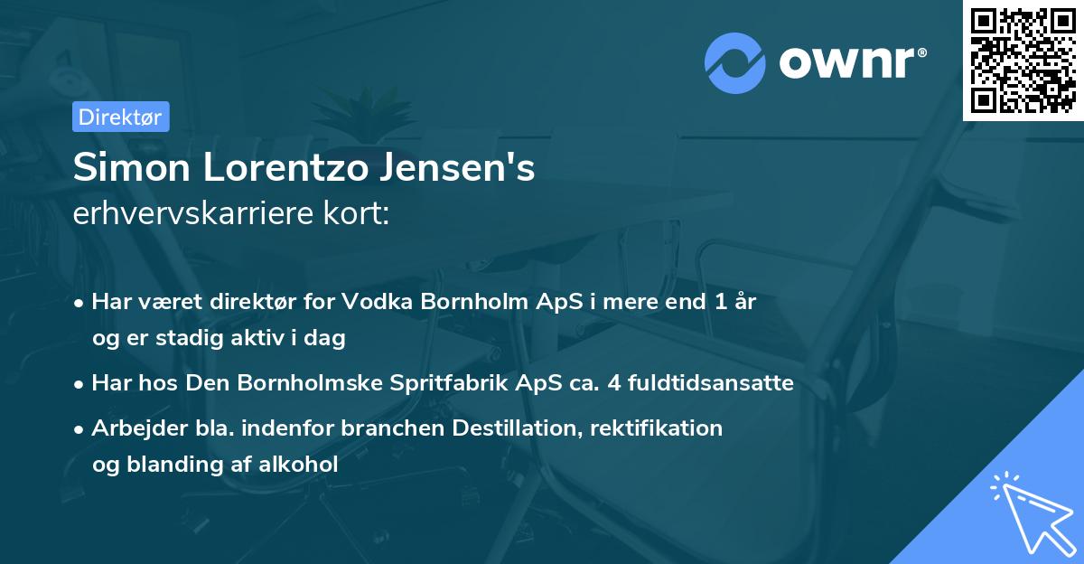 Simon Lorentzo Jensen's erhvervskarriere kort