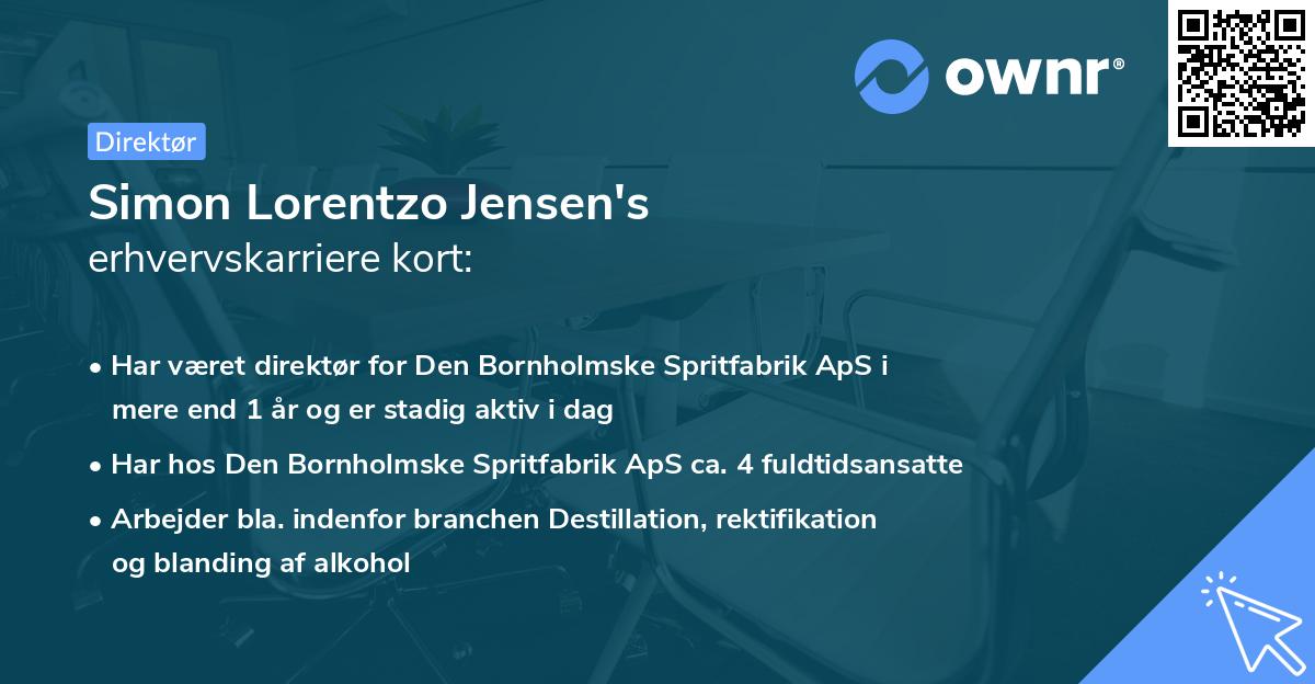 Simon Lorentzo Jensen's erhvervskarriere kort