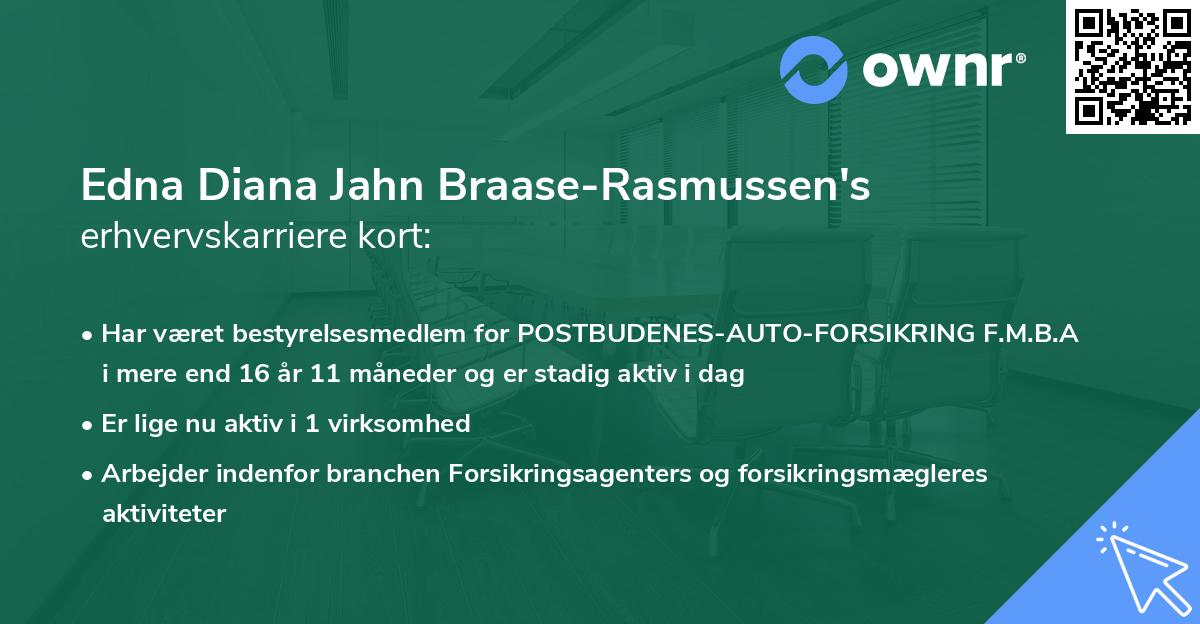 Edna Diana Jahn Braase-Rasmussen's erhvervskarriere kort