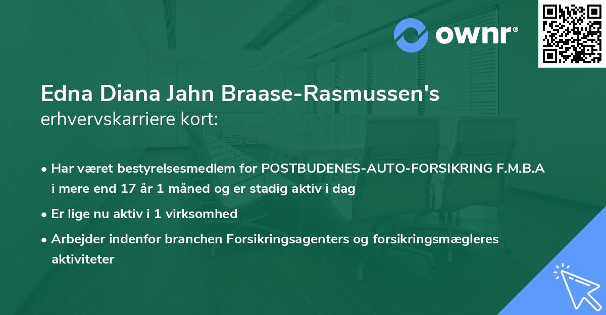 Edna Diana Jahn Braase-Rasmussen's erhvervskarriere kort