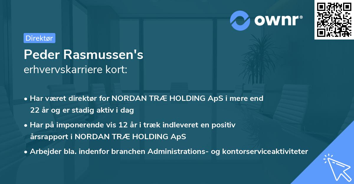 Peder Rasmussen's erhvervskarriere kort