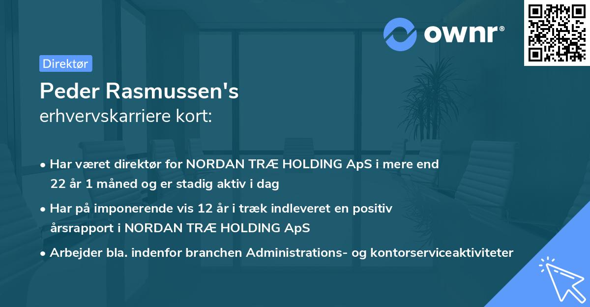 Peder Rasmussen's erhvervskarriere kort