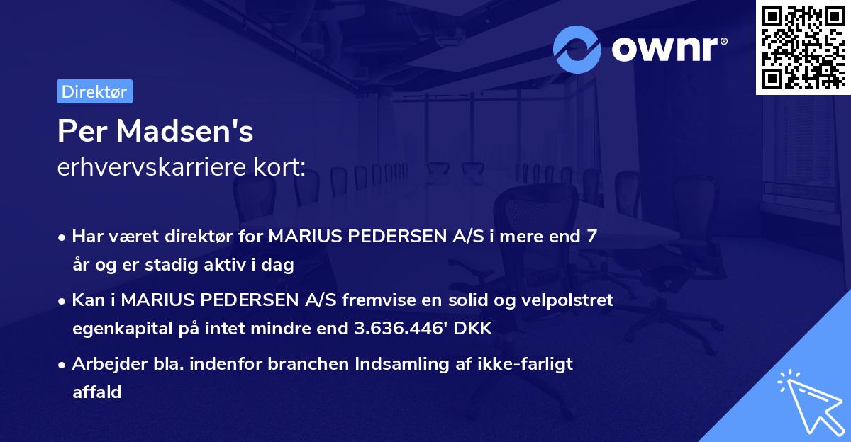 Per Madsen's erhvervskarriere kort