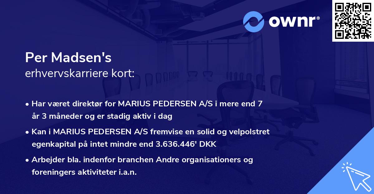 Per Madsen's erhvervskarriere kort